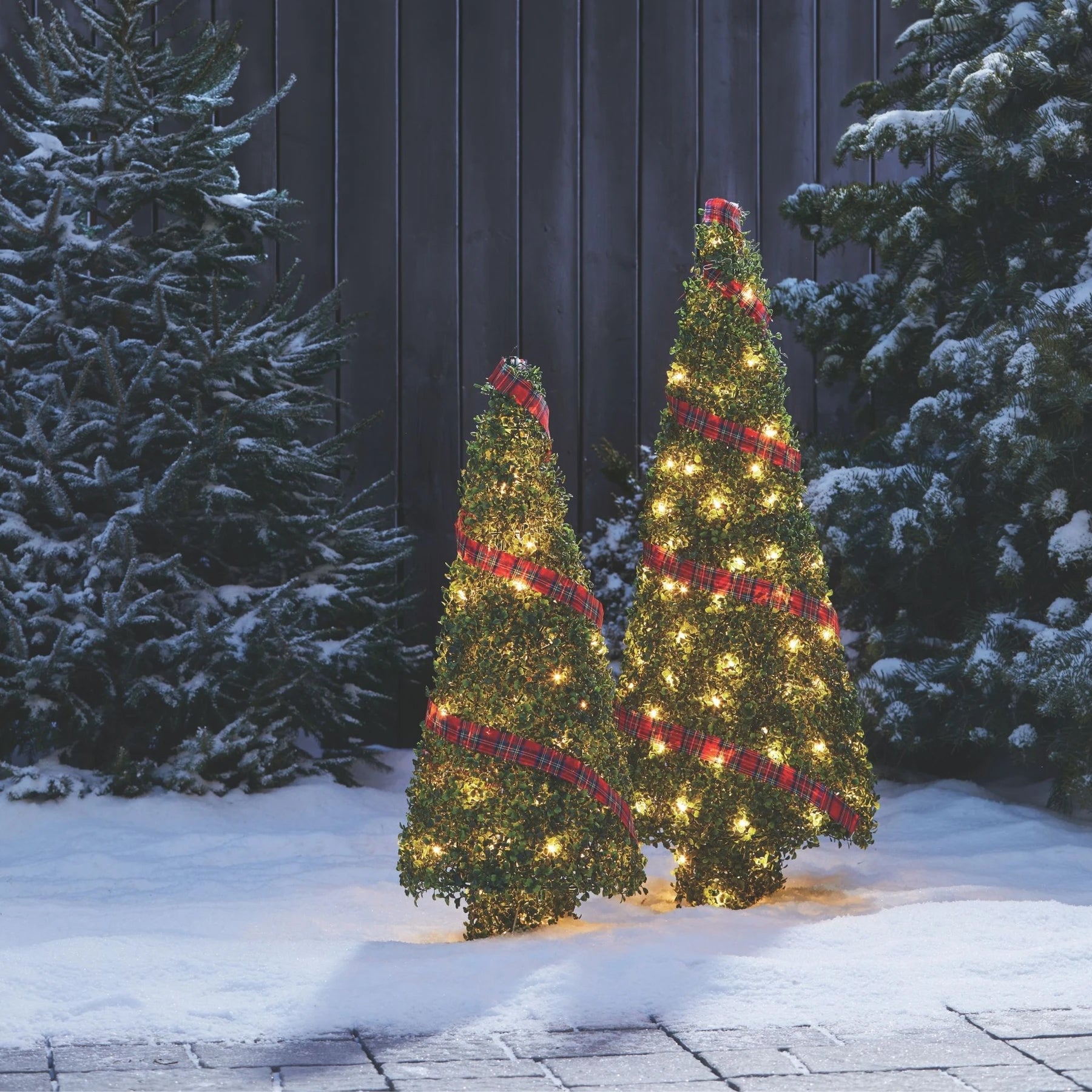 NOMA Pre Lit Incandescent Light Up Winter Garden Cone Trees Decorations (Used) - VMInnovations