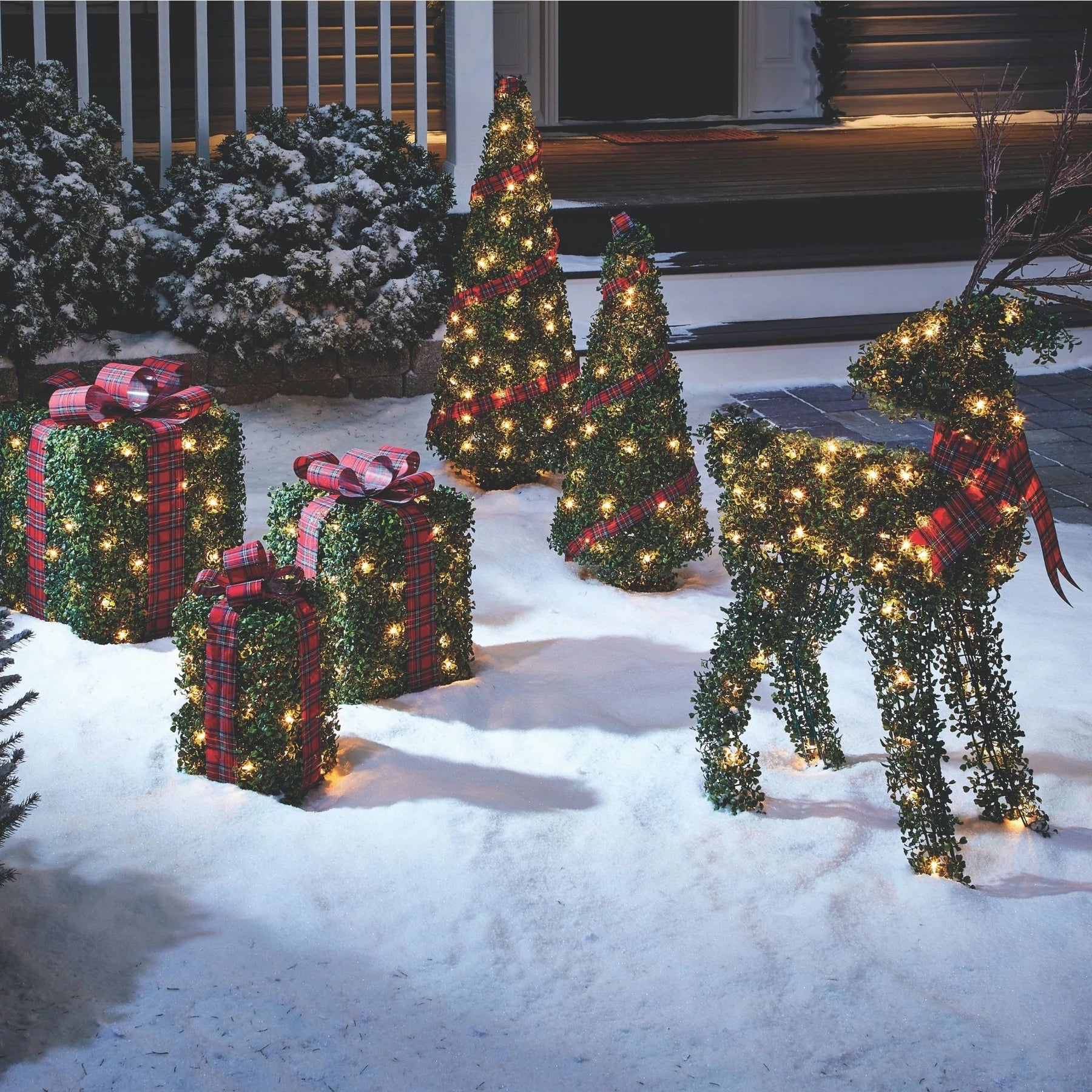 NOMA Pre Lit Incandescent Light Up Winter Garden Cone Trees Decorations (Used) - VMInnovations