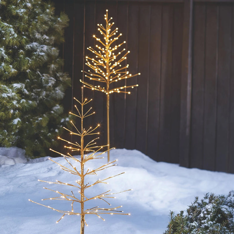NOMA Pre Lit LED Light Up Outdoor Christmas Lawn Decoration Golden Tree Set