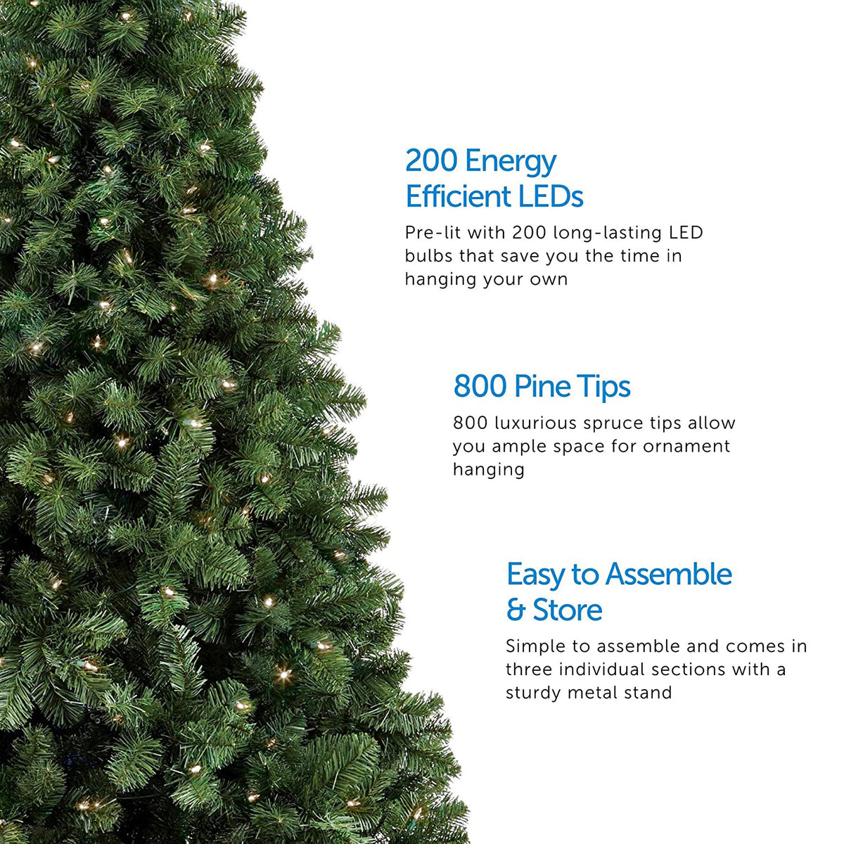 NOMA 6.5 Foot Kawartha Pine Warm White Light Pre Lit Christmas Tree (For Parts)