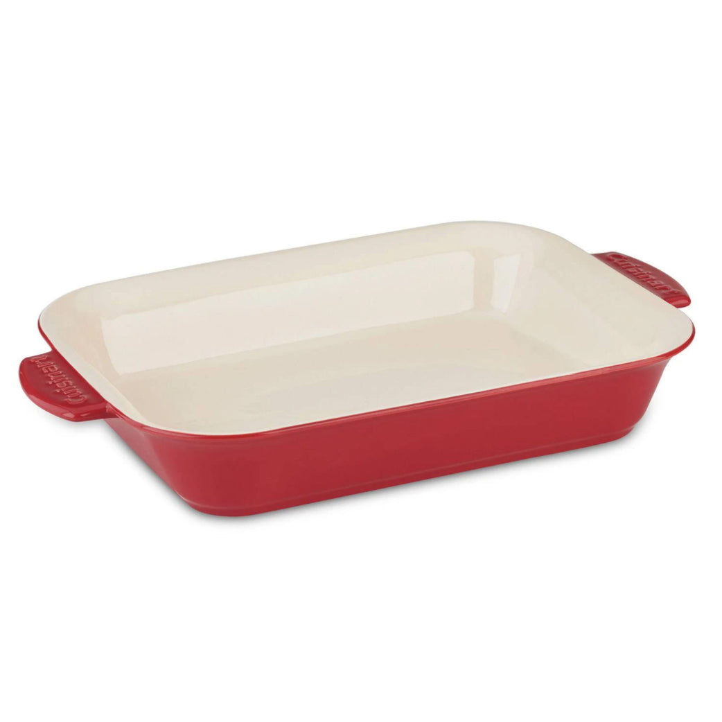Cuisinart 2 Quart Chef Classic Ceramic Rectangular Casserole Dish Red (Open Box)