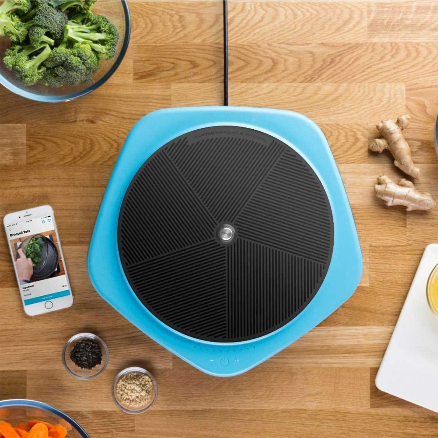 Tasty Cuisinart Efficient One Top Smart Induction Cooktop w/ Thermometer, Blue