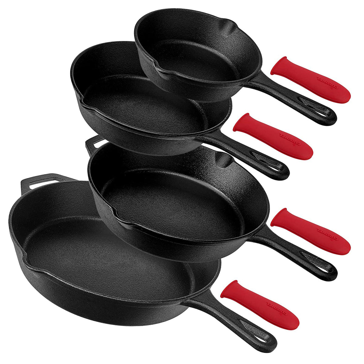 Cuisinel Versatile Pre-Seasoned Cast Iron Skillet 4 Cooking Pan Set (Open Box)