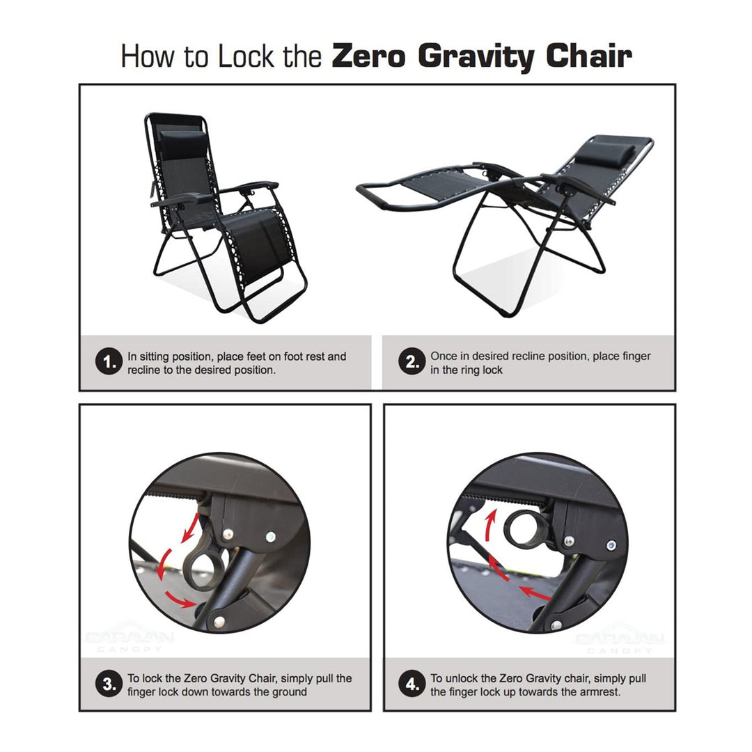Caravan Sports Zero Gravity Outdoor Folding Camping Patio Lounge Chair, Gray - VMInnovations