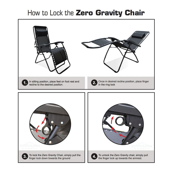 Caravan Sports Zero Gravity Outdoor Folding Camping Patio Lounge Chair, Gray - VMInnovations