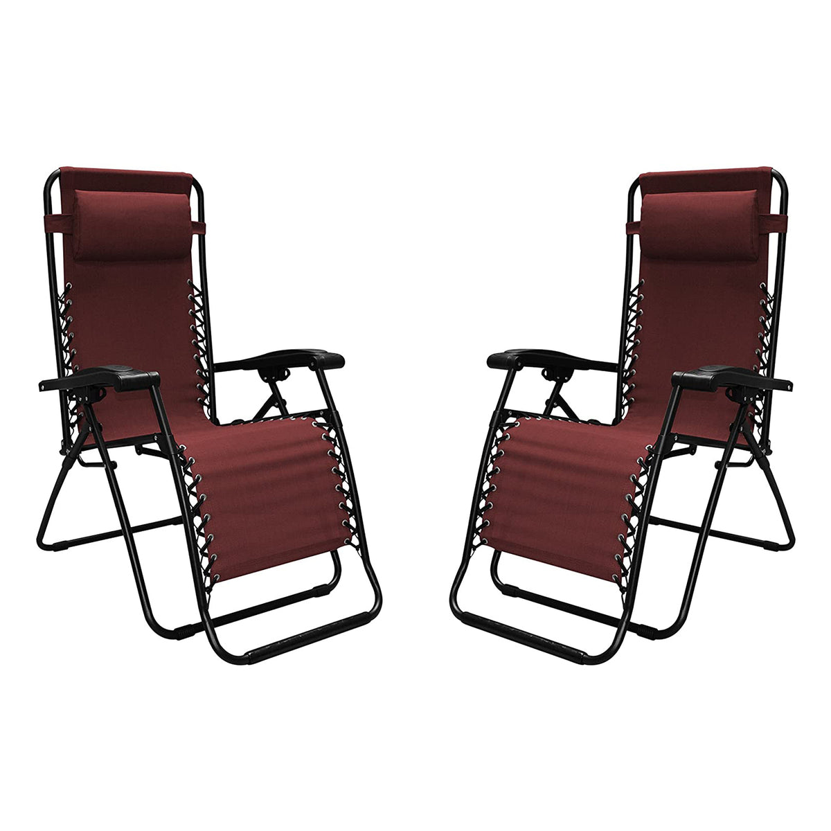 Caravan Sports Zero Gravity Recliner Indoor and Outdoor Chair, Burgundy (Pair) (Open Box)