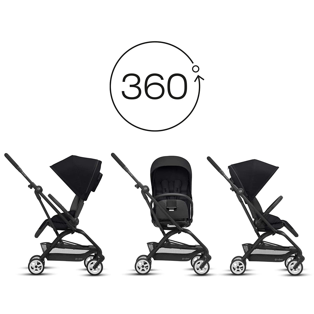Cybex Gold Eezy S Twist 2 Folding Travel System Baby and Toddler Stroller, Black - VMInnovations