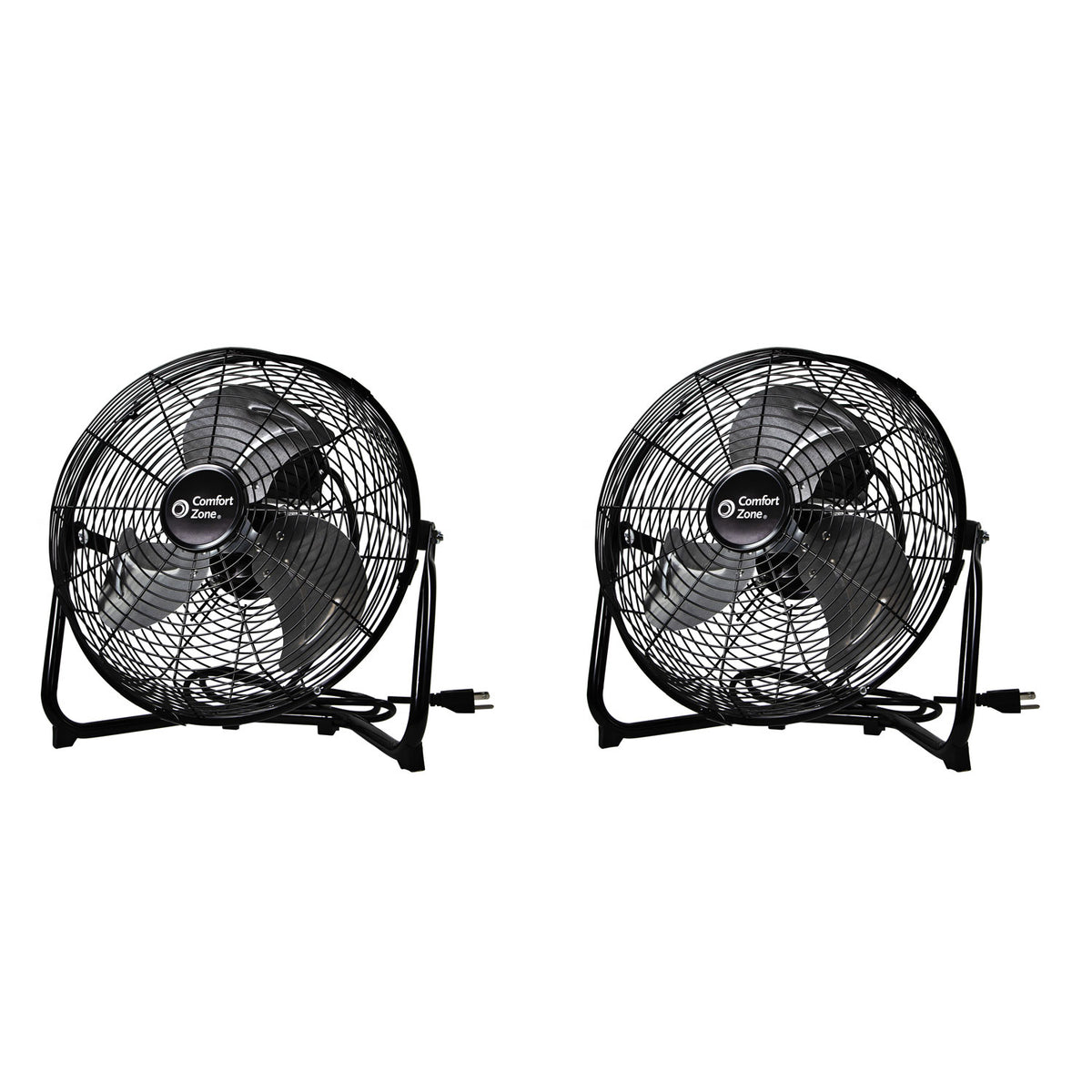Comfort Zone 12" 3 Speed 180-Degree Adjustable Cradle Fan, Black (2 Pack)