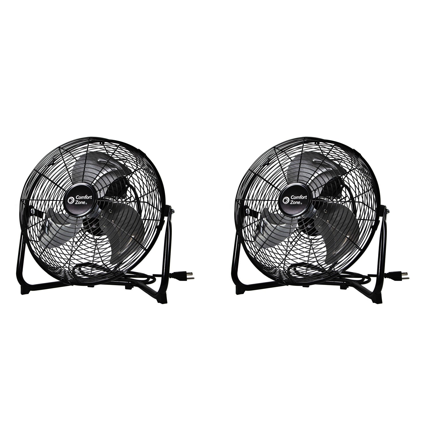 Comfort Zone 12" 3 Speed 180-Degree Adjustable Cradle Fan, Black (2 Pack)