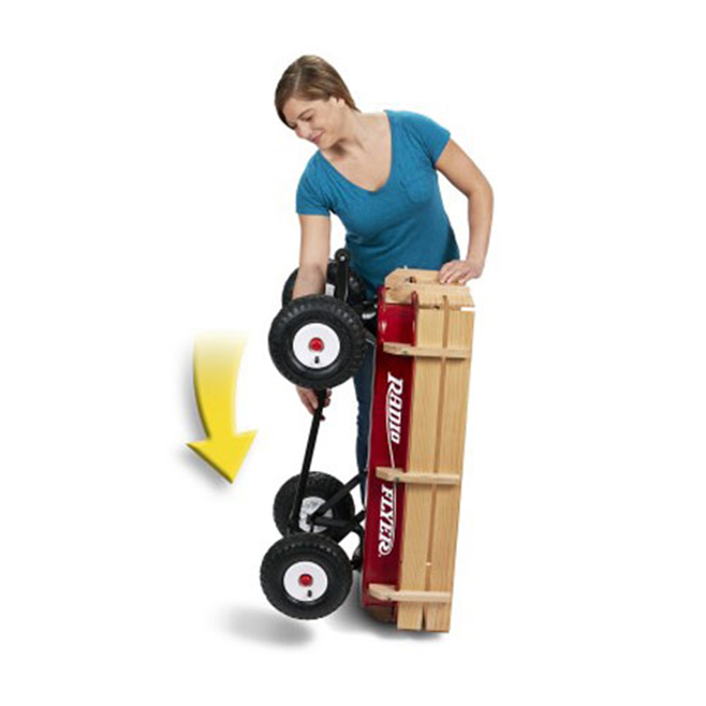 Radio Flyer Full Size All Terrain Classic Steel & Wood Pull Along Wagon (2 Pack) - VMInnovations