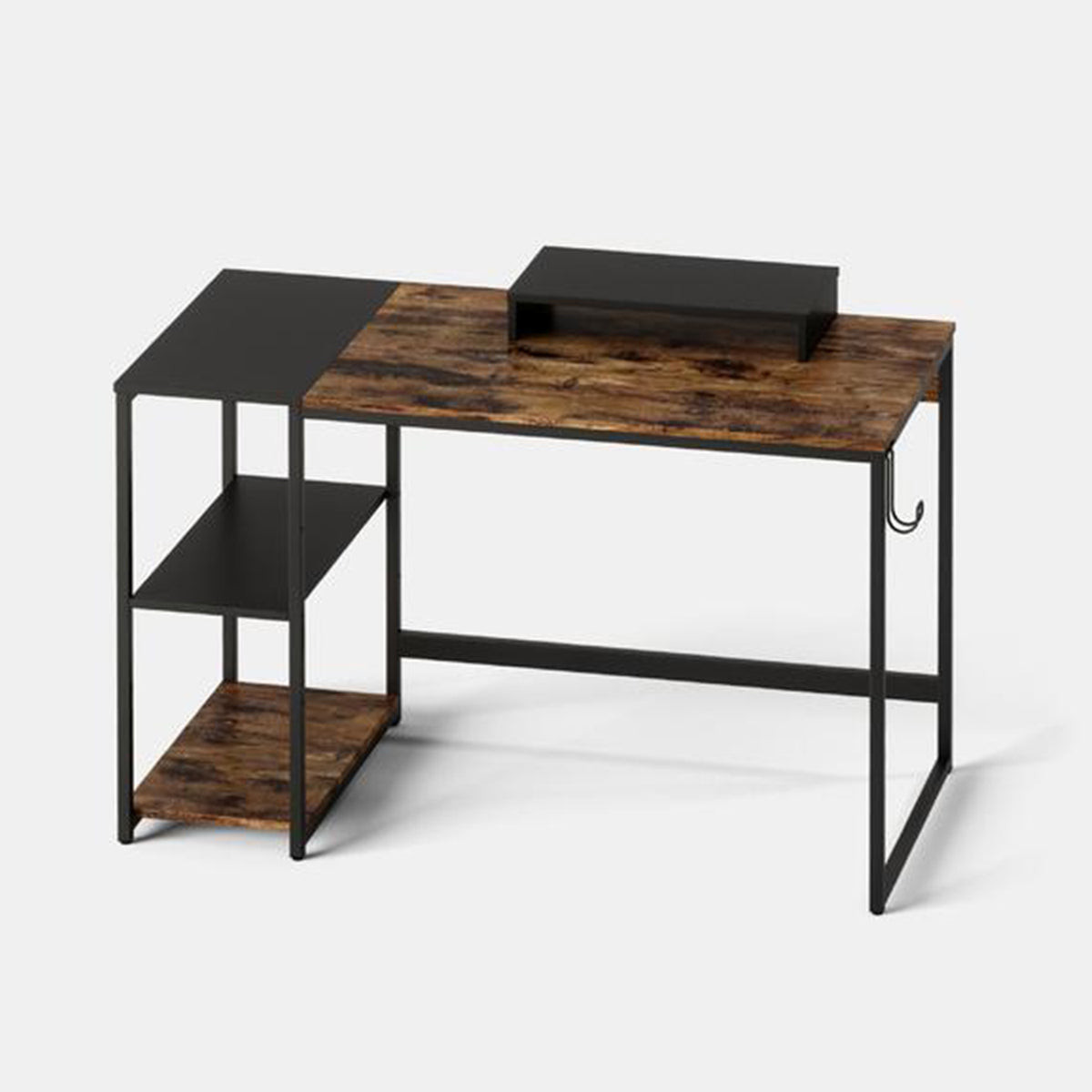 Nost & Host Computer Office Desk Workstation with Storage Shelves, Rustic Brown - VMInnovations