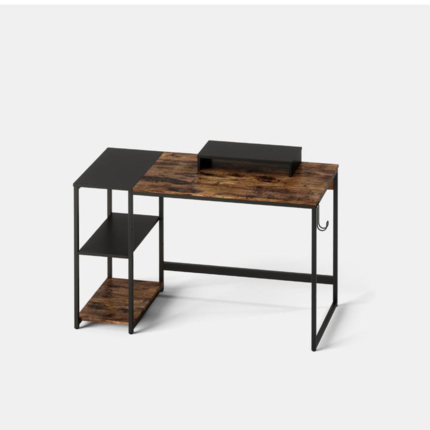 Nost & Host Office Desk Workstation with Storage Shelves, Rustic Brown(Open Box) - VMInnovations