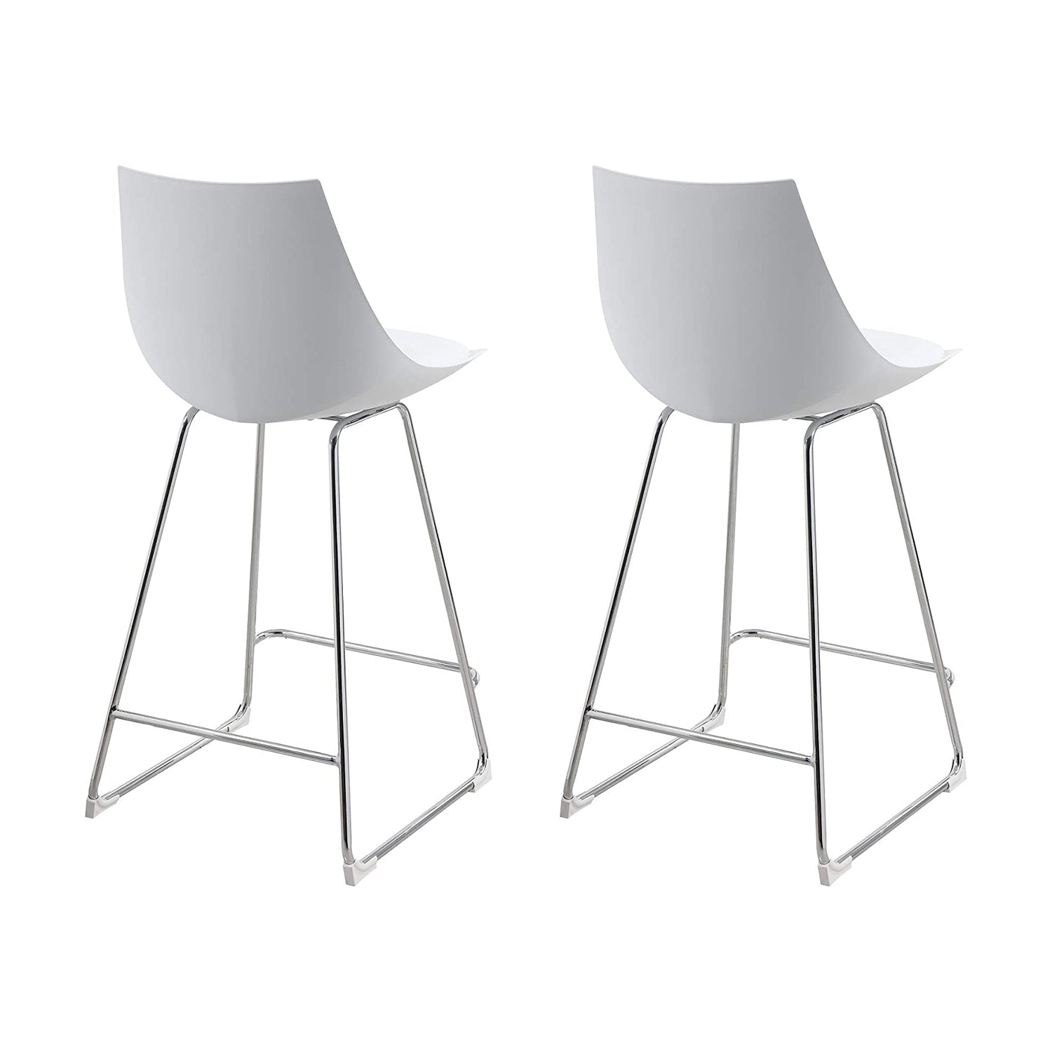 Wallace & Bay 24 Inch SH Neo White Plastic Bar Stool with Cushion Seat (4 Pack)