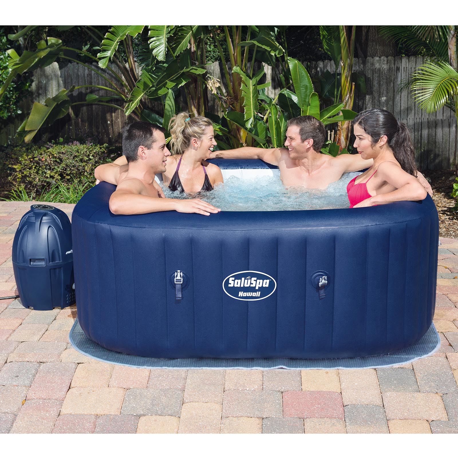 Bestway SaluSpa Hawaii 6-Person Air Jet Hot Tub with Intex Attachable Cup Holder - VMInnovations