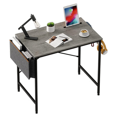 Bestier Computer 32 Inch Modern Mini Style Office Desk with Storage Bag, Grey - VMInnovations