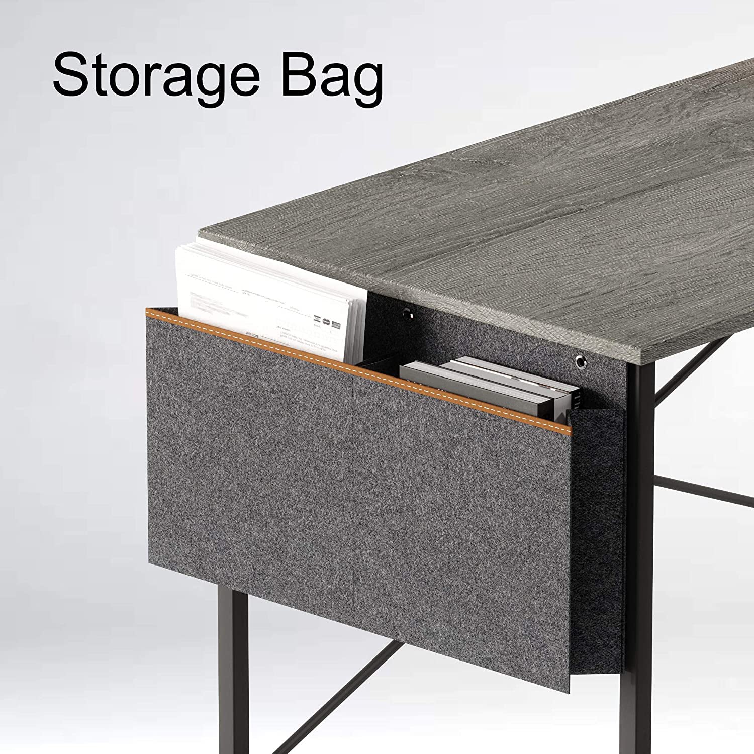 Bestier Computer 32 Inch Modern Mini Style Office Desk with Storage Bag, Grey - VMInnovations