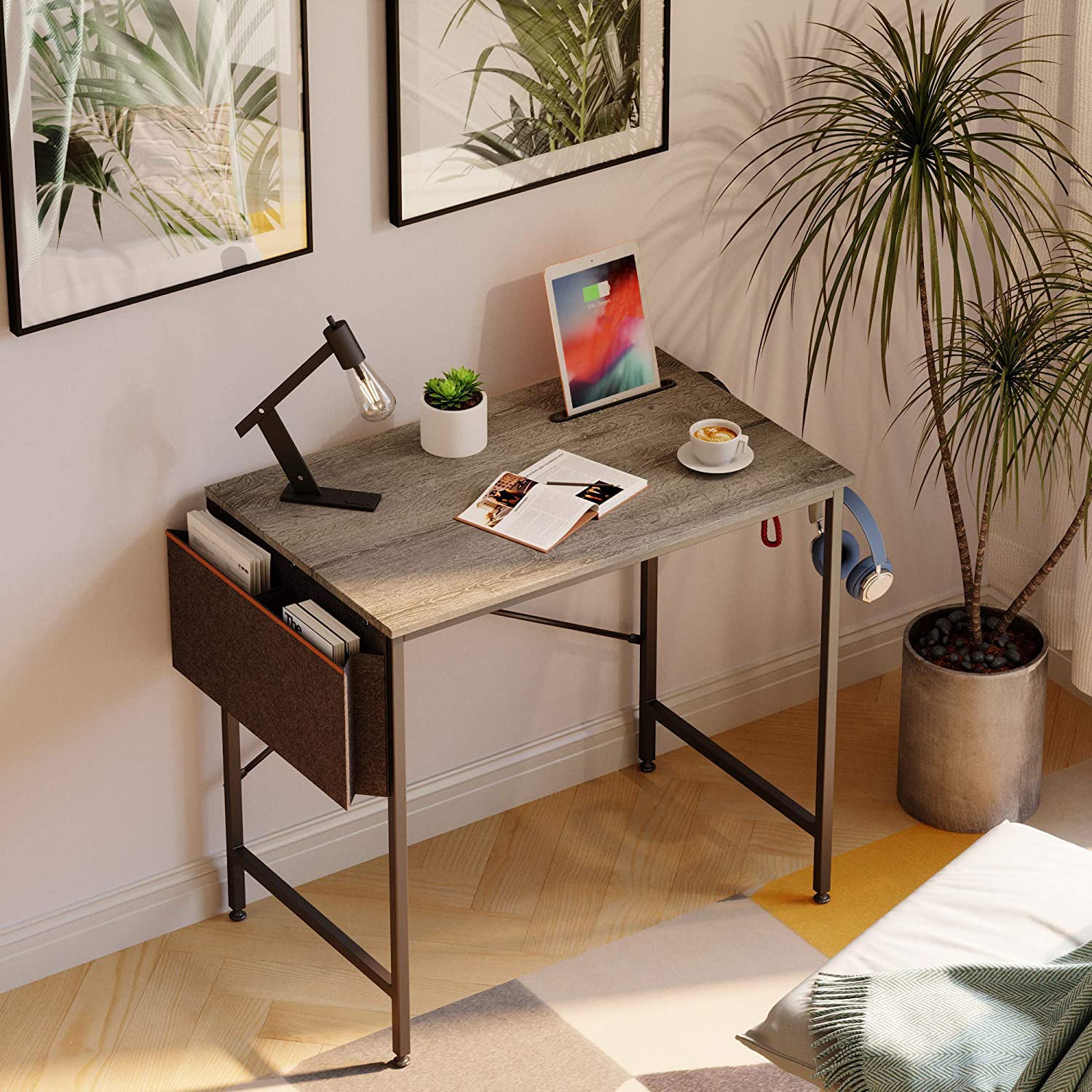 Bestier Computer 32" Mini Style Office Desk with Storage Bag, Grey (Open Box) - VMInnovations