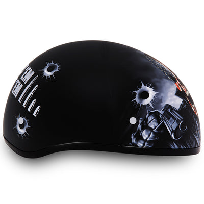 Daytona Helmets Motorcycle Half Helmet Skull Cap, Large, Black, Come Get 'Em