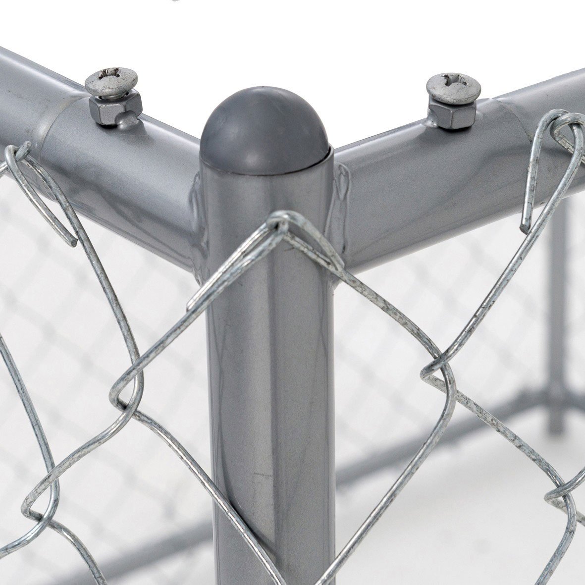 Lucky Dog 10' x 10' Chain Link Dog Kennel (2 Pack) & Waterproof Roof (2 Pack) - VMInnovations