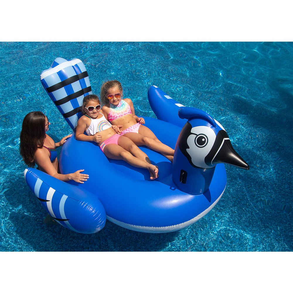 Inflatable Blue Jay Raft Bundled w/ Inflatable Color Changing LED Flamingo Float