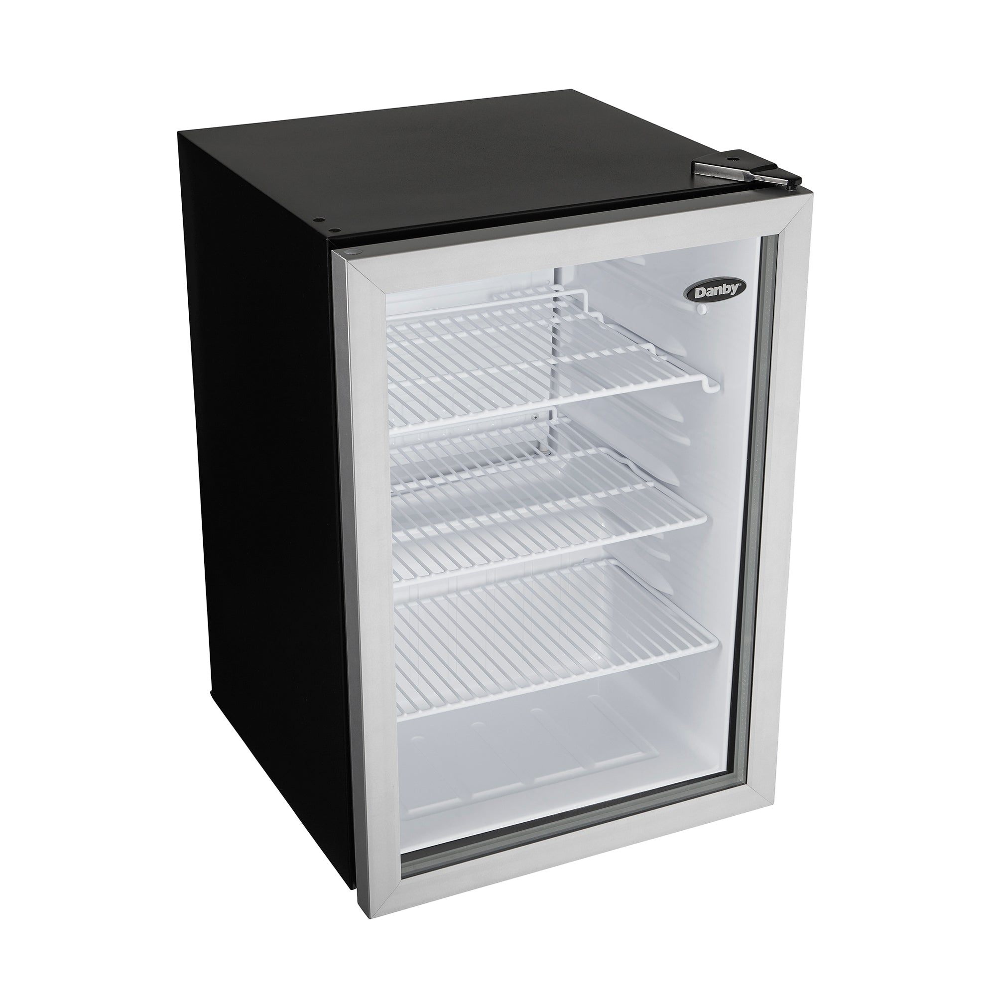 Danby 2.6 Cu. Ft. Steel Home Glass Door Mini Fridge Compact Refrigerator, Silver