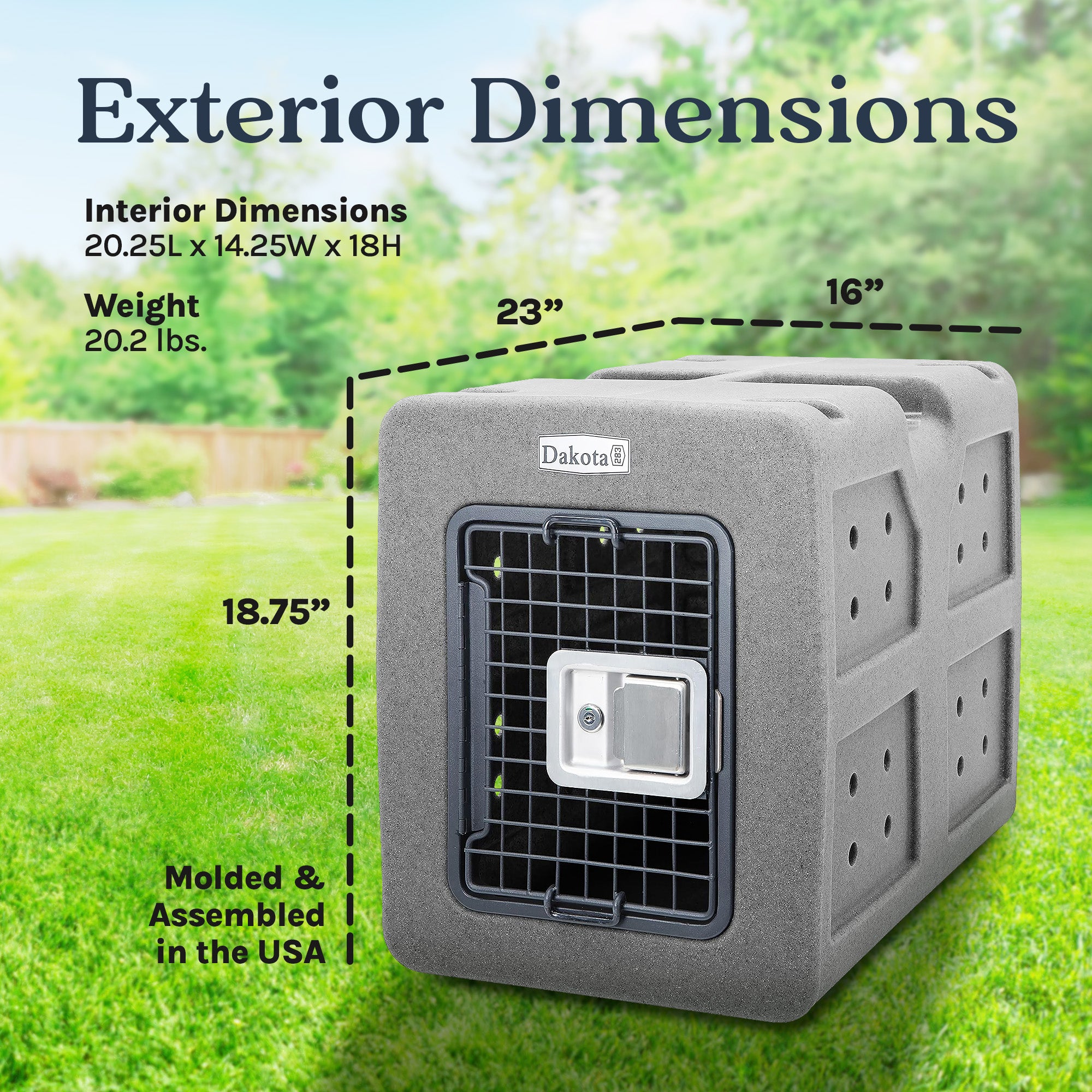 Dakota 283 G3 Easy To Clean Kennel w/ Handle & Latching Door,Granite (Open Box) - VMInnovations