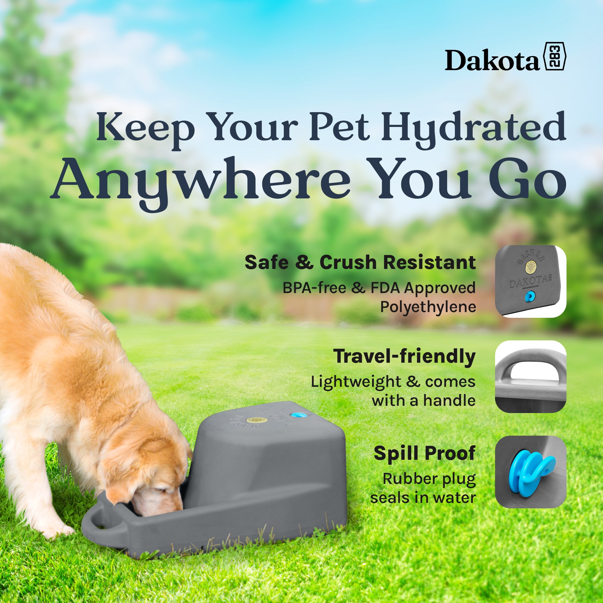 Dakota 283 Dash 5 Gallon Water System for Dogs & Pets, Dark Granite (Open Box) - VMInnovations