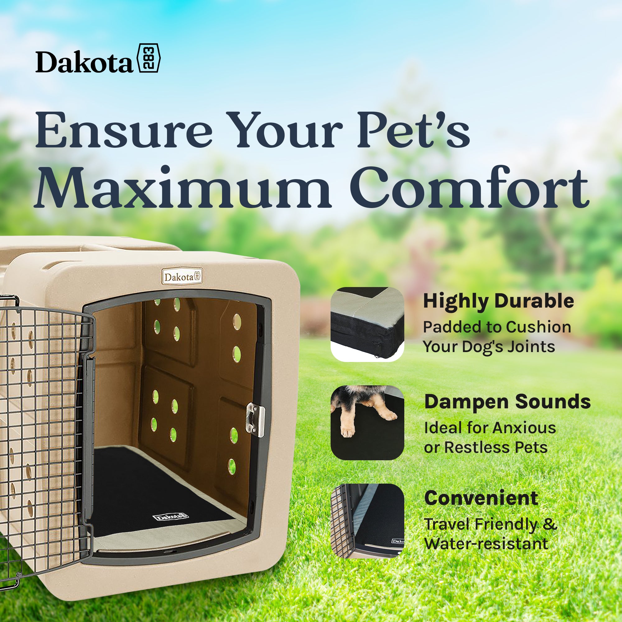 Dakota 283 G3 Washable Portable Padded Kennel Bed for Dogs/Pets, Med(Open Box) - VMInnovations