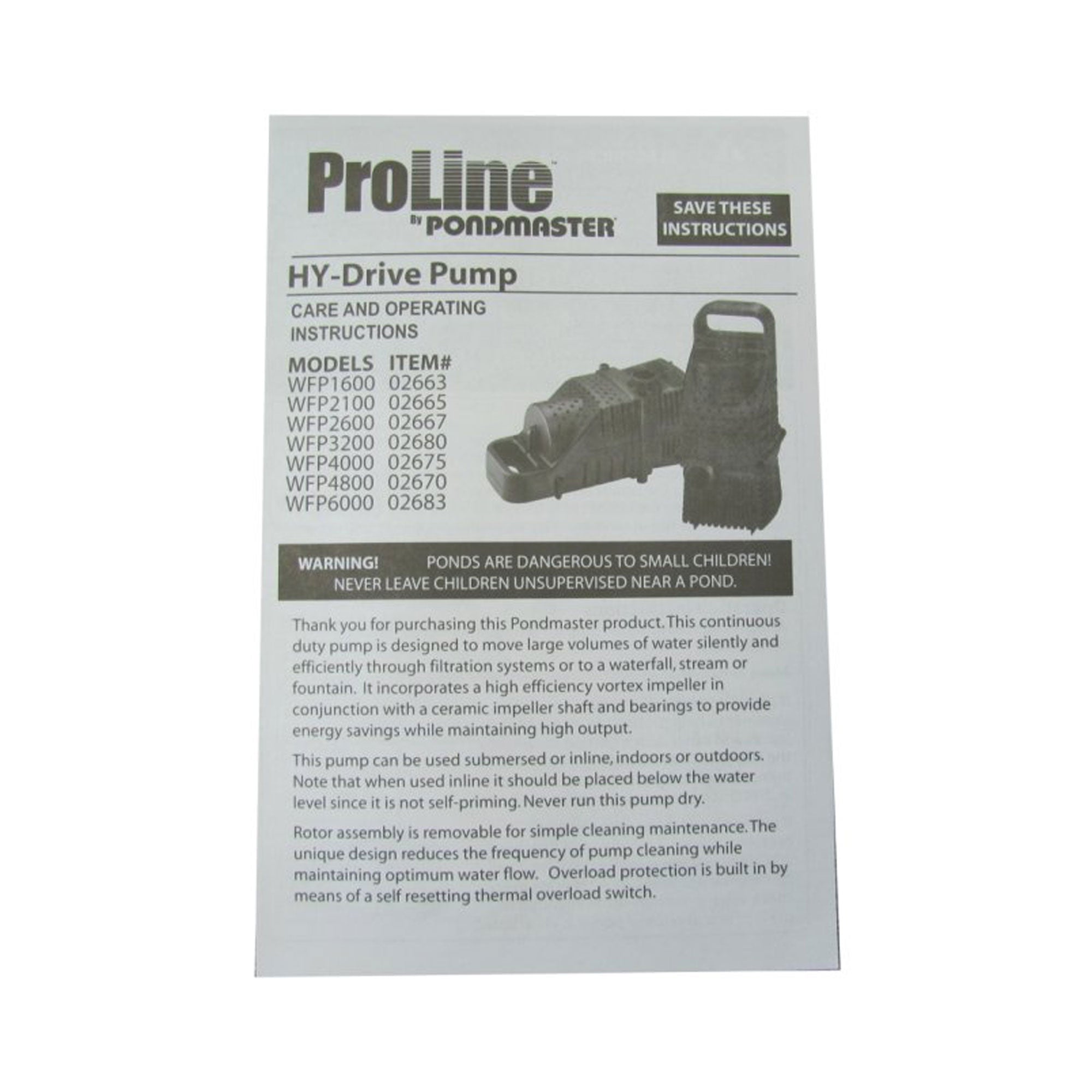 Pondmaster 02675 4000 GPH Supreme ProLine Waterfall Pump (Certified Refurbished)