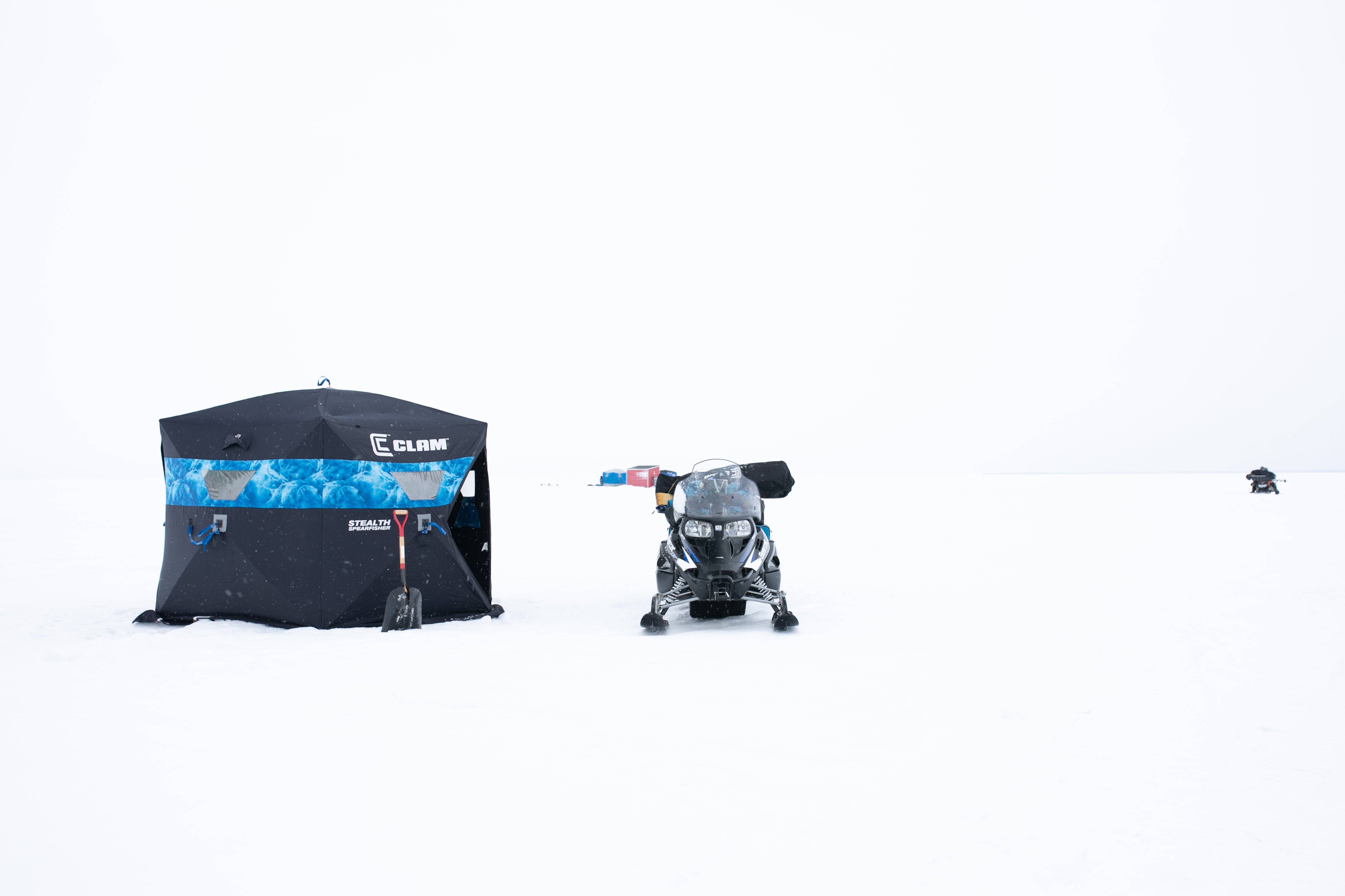 CLAM 10947 Stealth Spearfisher Thermal 9 Foot Pop Up Ice Fishing Shelter, Black - VMInnovations