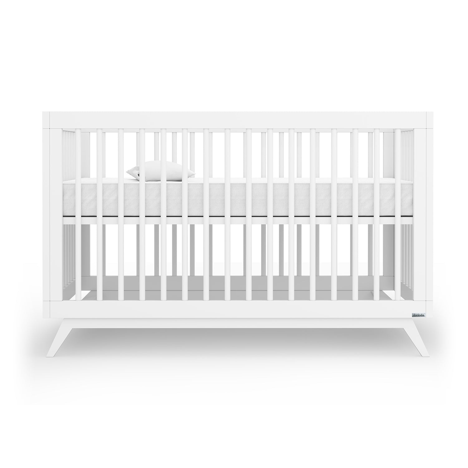 dadada Soho 3 in 1 Solid Beech Wood Convertible Baby Crib to Toddler Bed, White