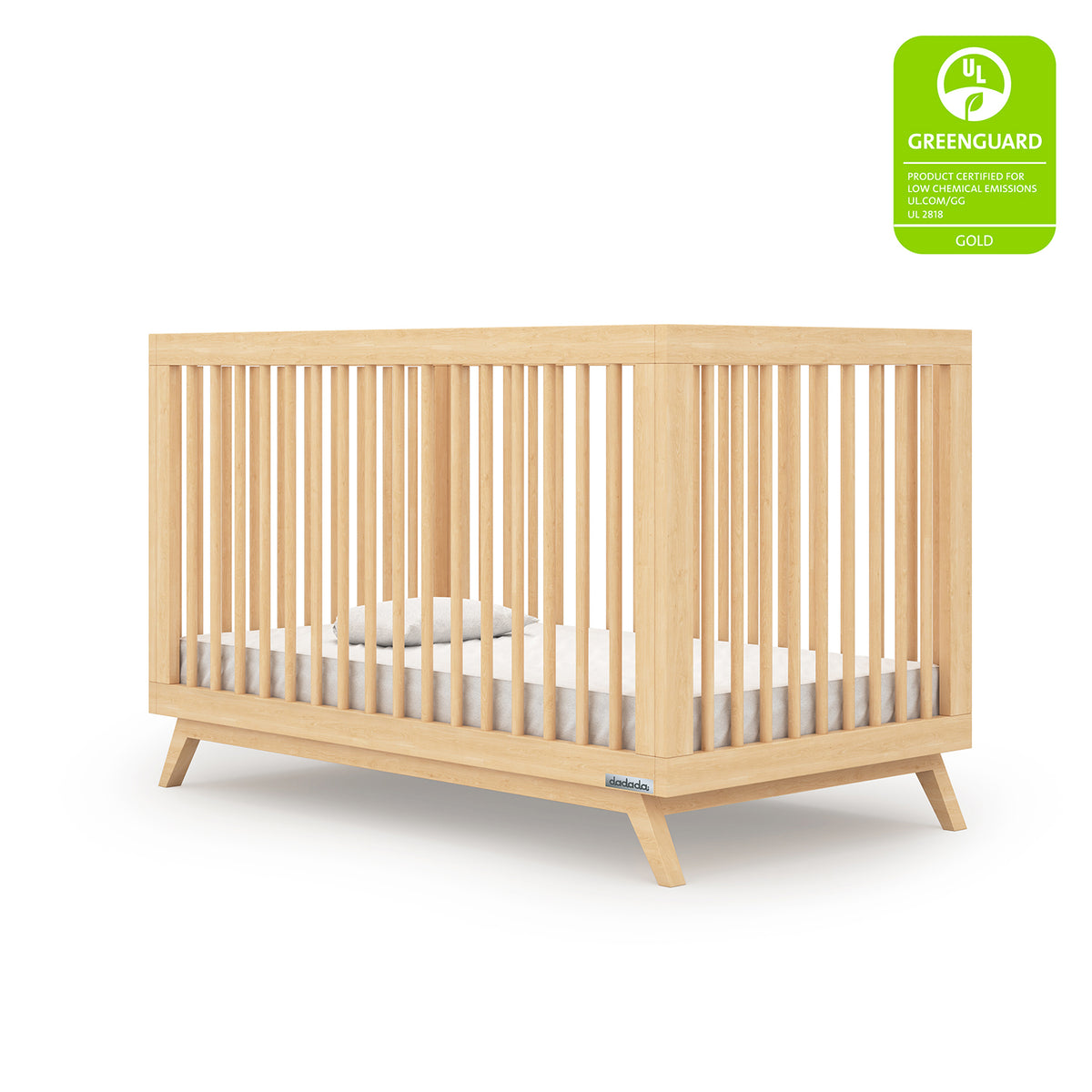 dadada Soho 3 in 1 Solid Beech Wood Convertible Crib to Toddler Bed, Natural - VMInnovations