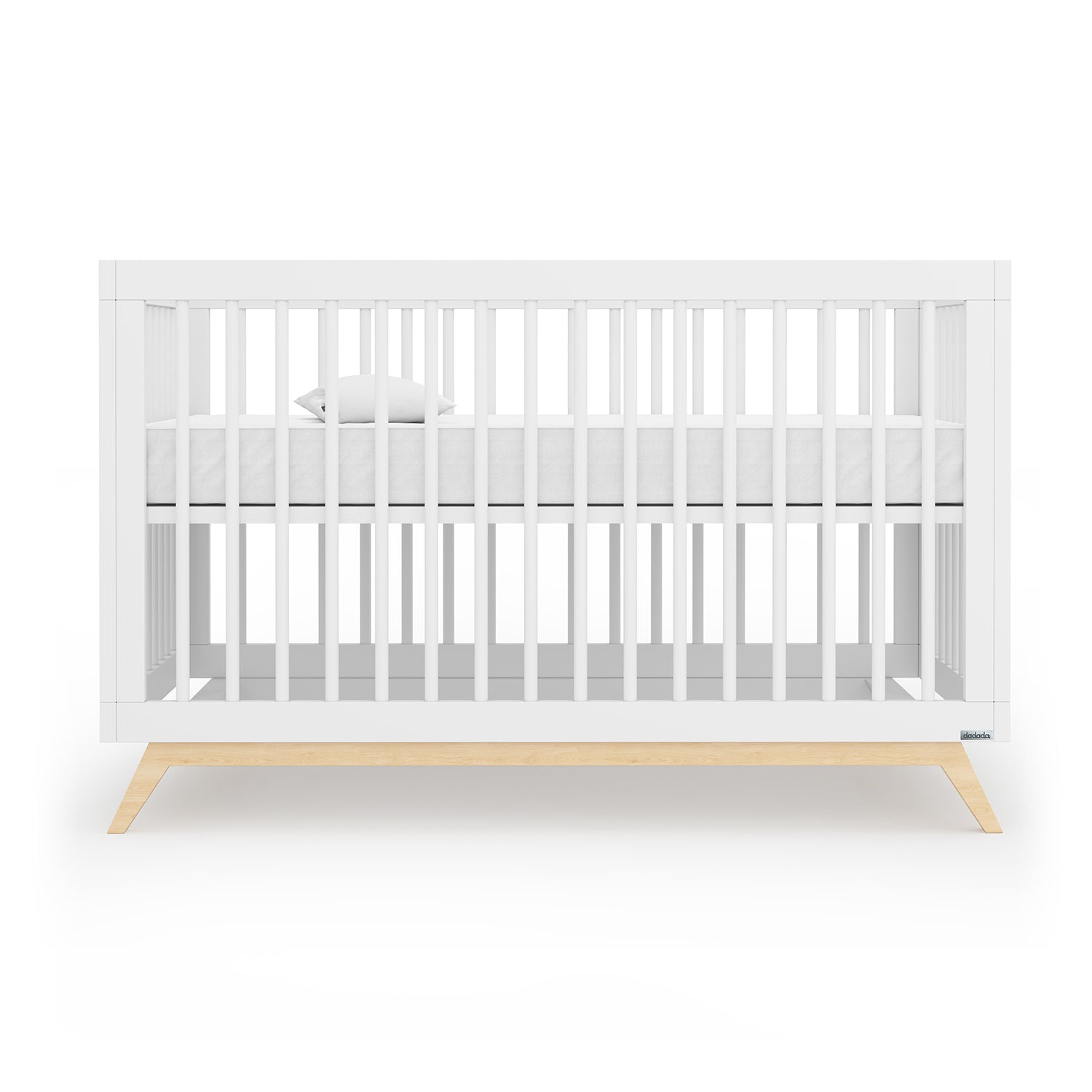 dadada Soho 3 in 1 Solid Wood Convertible Crib to Toddler Bed, White and Natural