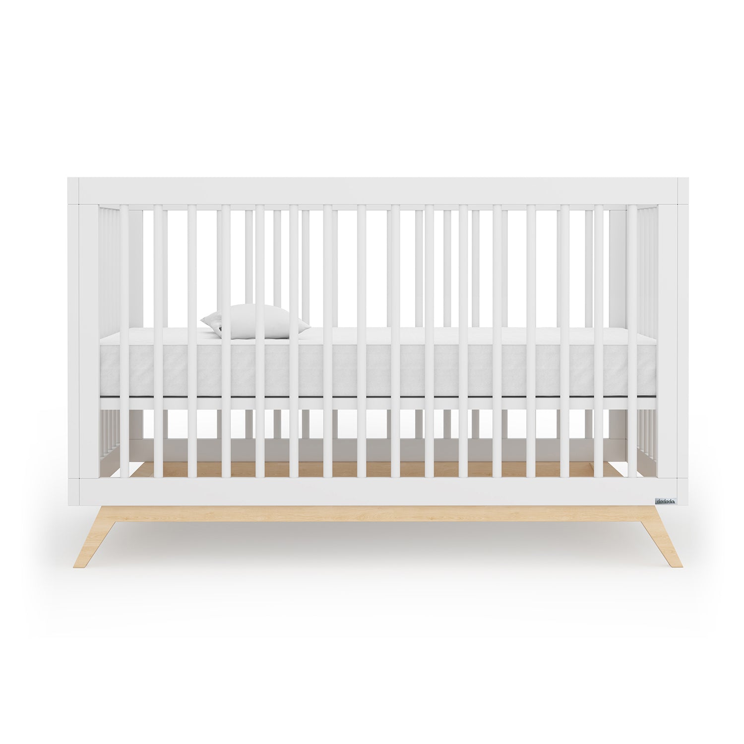 dadada Soho 3 in 1 Solid Wood Convertible Crib to Toddler Bed, White and Natural