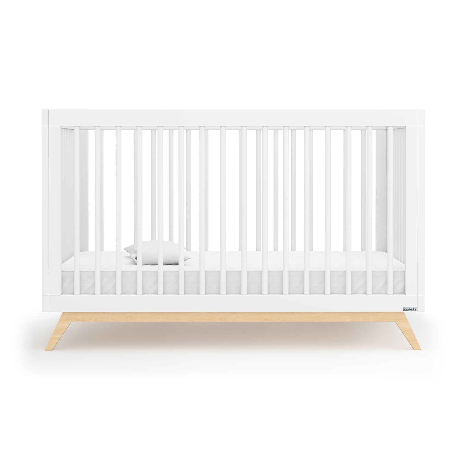 dadada Soho 3 in 1 Solid Wood Convertible Crib to Toddler Bed, White and Natural
