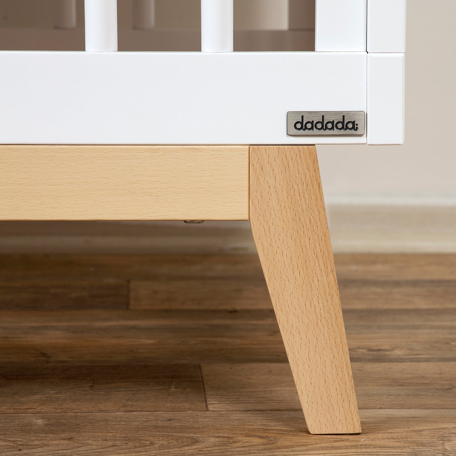 dadada Soho 3 in 1 Solid Wood Convertible Crib to Toddler Bed, White and Natural