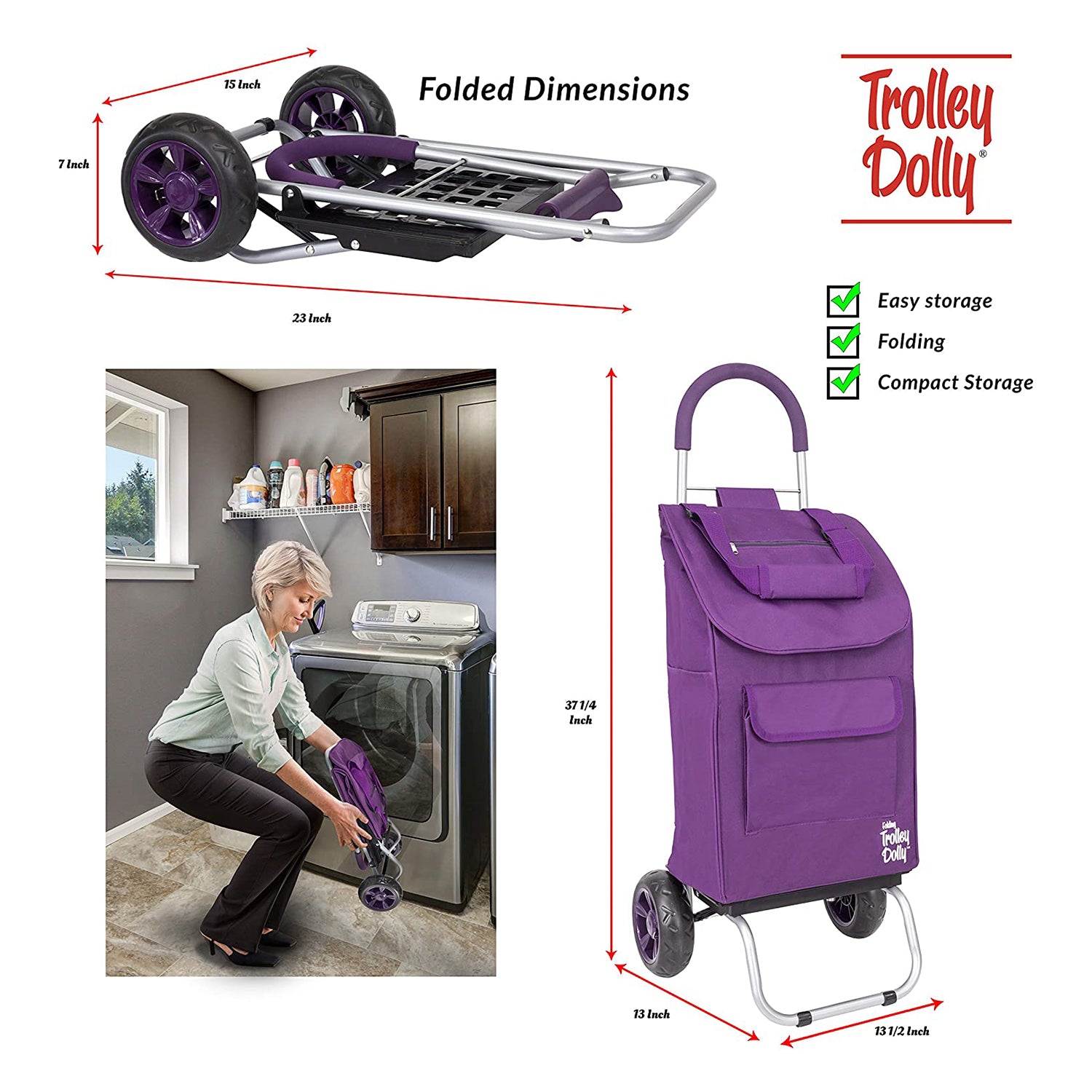 dbest products Foldable Wagon Collapsible Trolley Dolly, Purple (Open Box) - VMInnovations