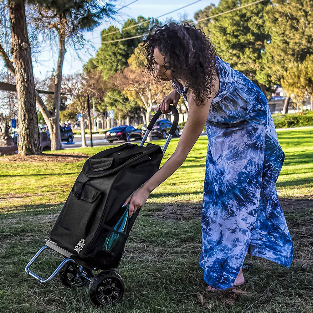 dbest products Portable Collapsible Folding Trolley Dolly Wagon Cart, Black