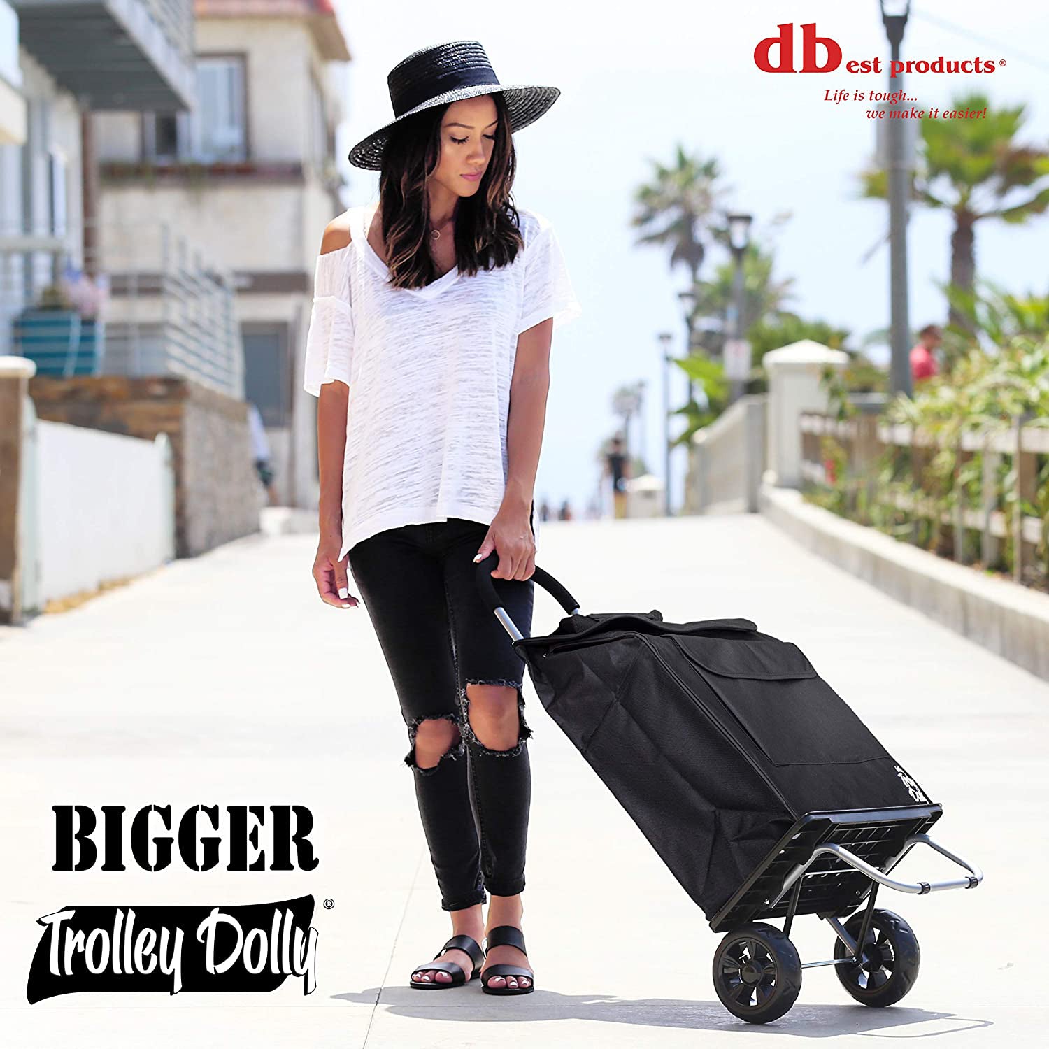 dbest products Portable Bigger Folding Wagon Trolley Dolly, Black (Open Box) - VMInnovations