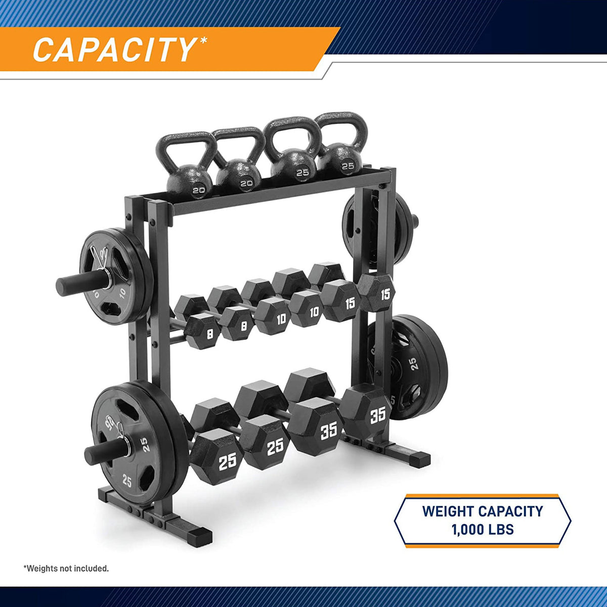 Impex DBR-0117 Marcy Combination Weight and Dumbbell Storage Rack for Home Gym