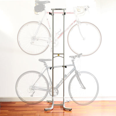 Sparehand DBR-825 Freestanding Adjustable Dual Bike Rack Storage System, Silver