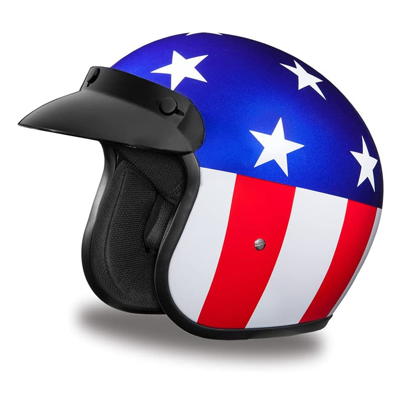 Daytona Helmets Motorcycle 3/4 Shell Helmet Skull Cap, Large, Captain America