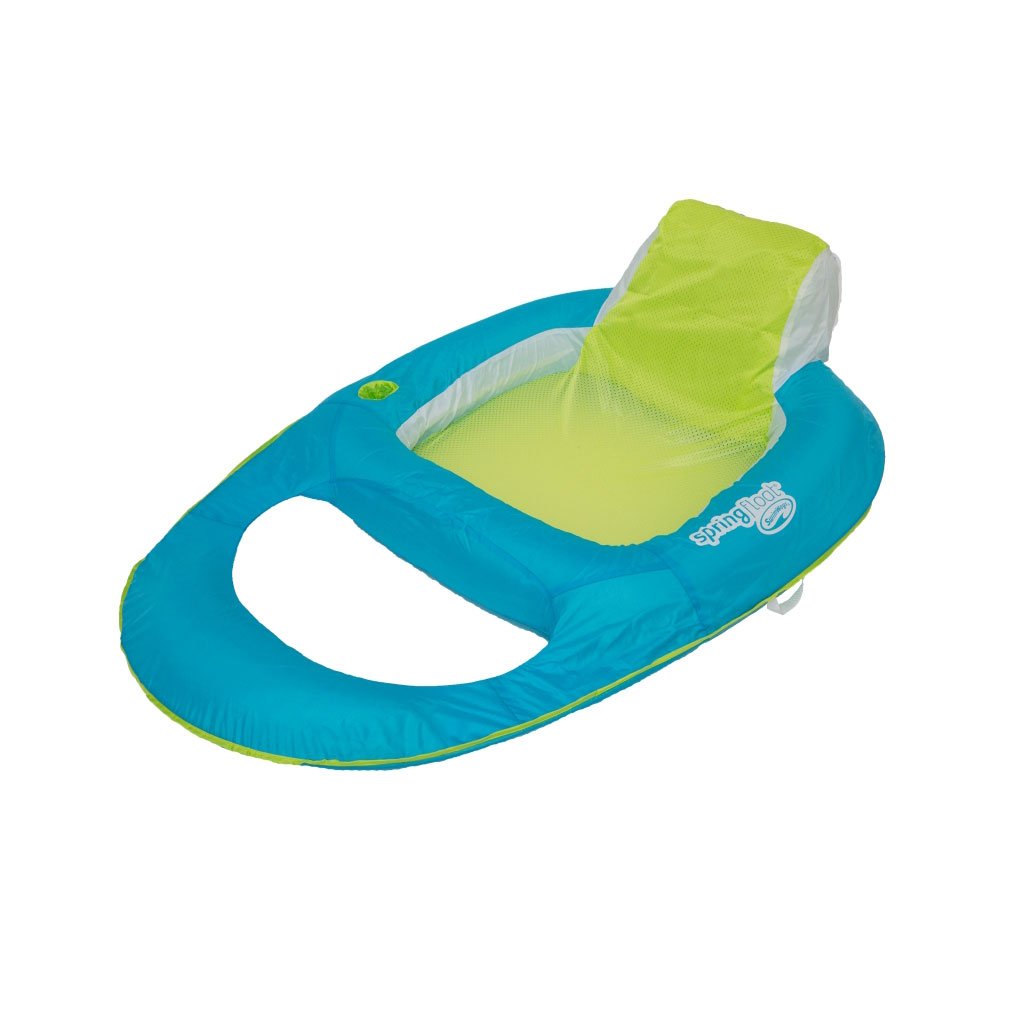 SwimWays 6038971 Spring Float Inflatable Vinyl Recliner Pool Lounger, Aqua/Lime