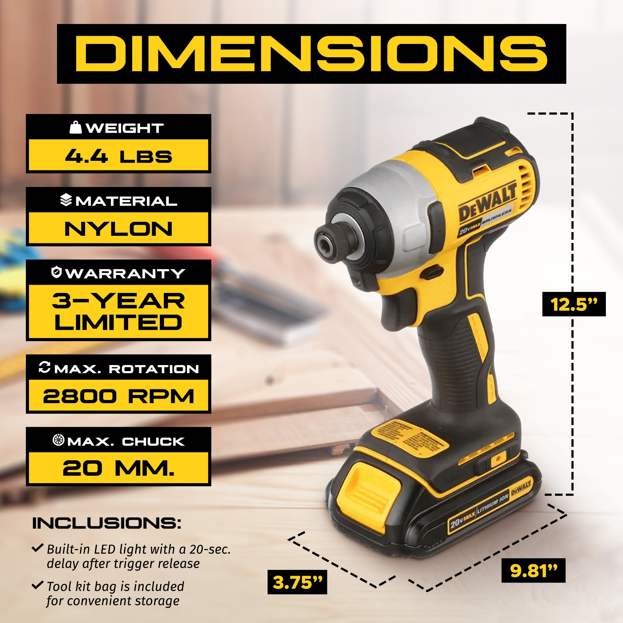 DeWalt 20V MAX Brushless Cordless Impact Driver Kit with Charger (Open Box)