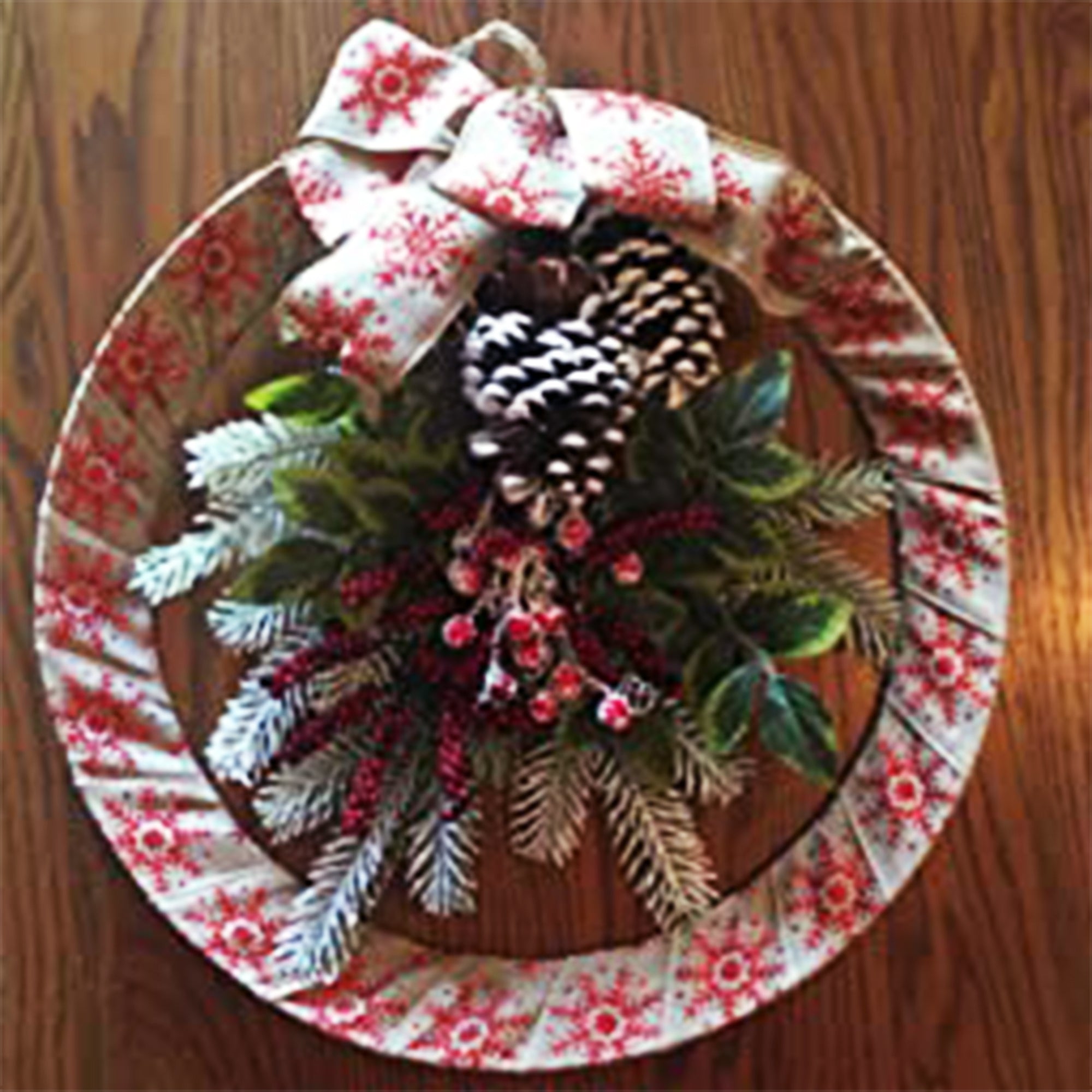 Haute Decor 18" Country Christmas Wreath w/ Pinecones, Snowflake (Used) - VMInnovations