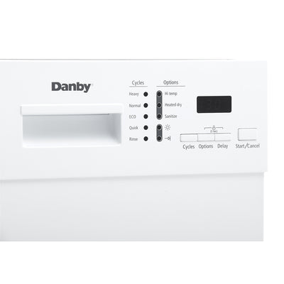 Danby DDW1804EW 18 Inch Built In Kitchen Dishwasher with 6 Wash Cycles, White