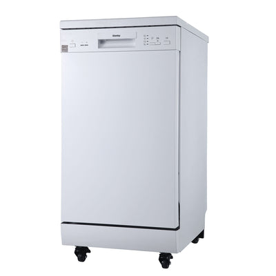 Danby 18 Inch 8 Place Setting 4 Wash Cycle Portable Dishwasher, Crisp White