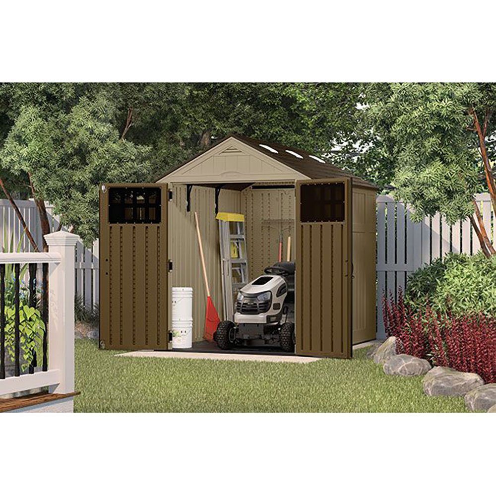 Suncast 306 Cu Ft Everett 6 x 8 Foot Resin Garden Tool Storage Shed (Open Box) - VMInnovations
