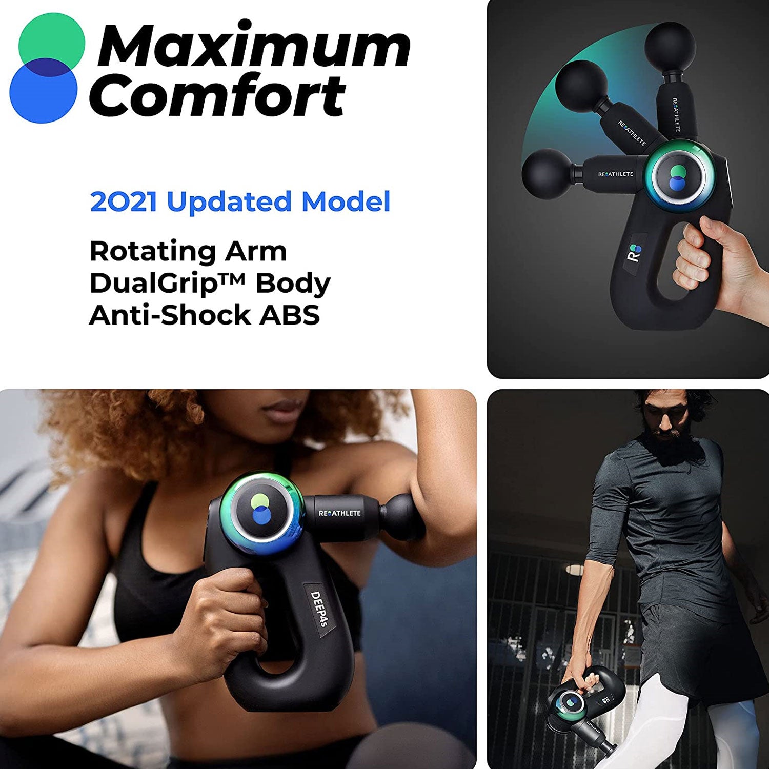 REATHLETE Percussive Therapy Device Handheld Massager Gun for Athlete (Open Box) - VMInnovations