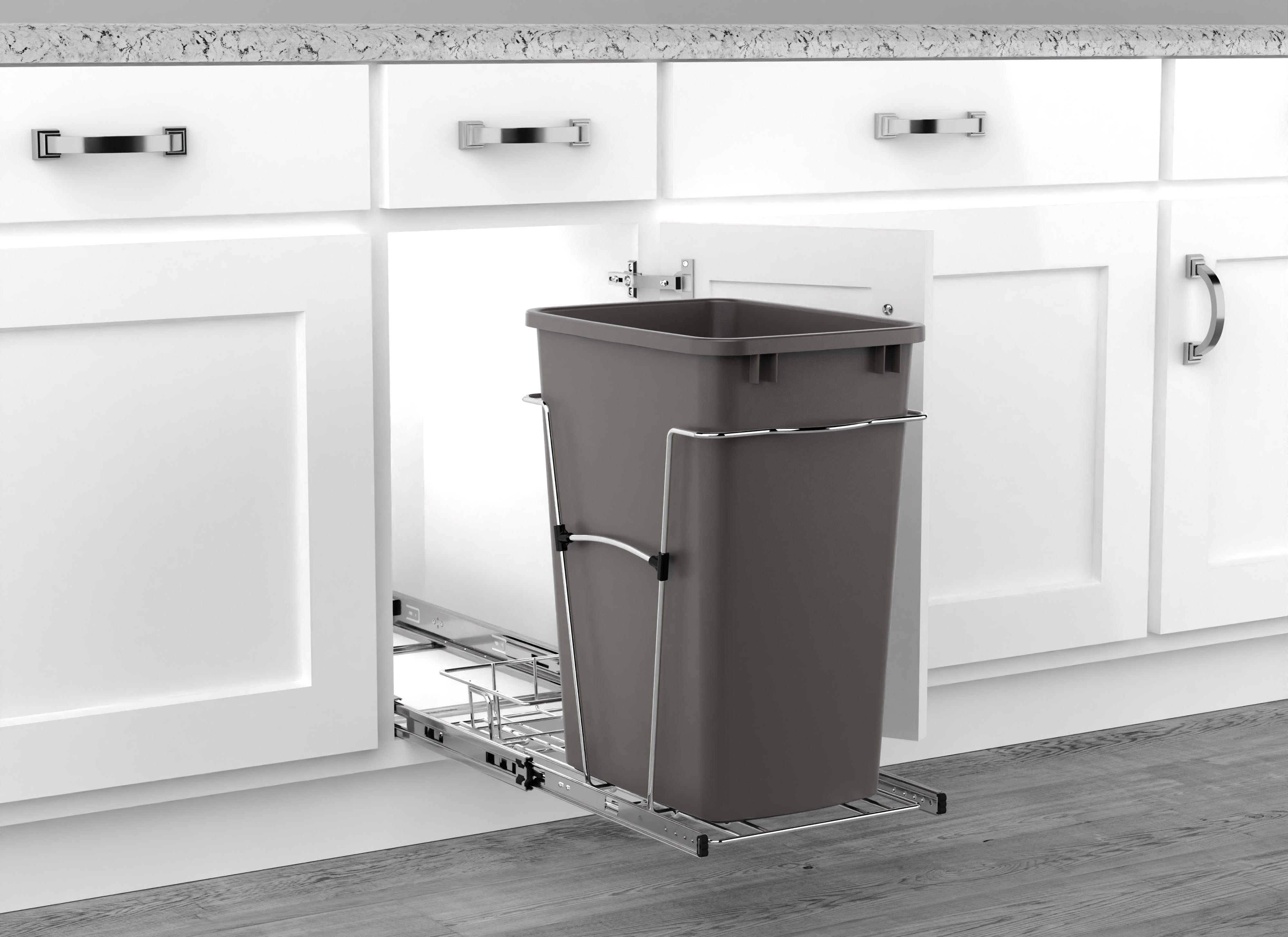Rev-A-Shelf Pullout Trash Can 35 qt. for Kitchen Cabinets, Gray, RV-12KD-13C-S - VMInnovations